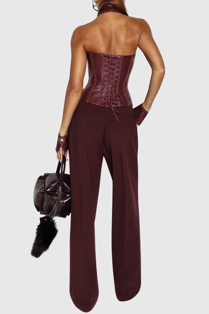 Kylo Leather Corset - Wine