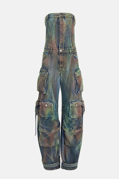Kynlee Camouflage Cargo Denim Jumpsuit