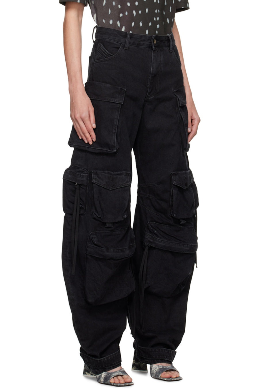 Kynlee Cargo Denim Jeans - Black