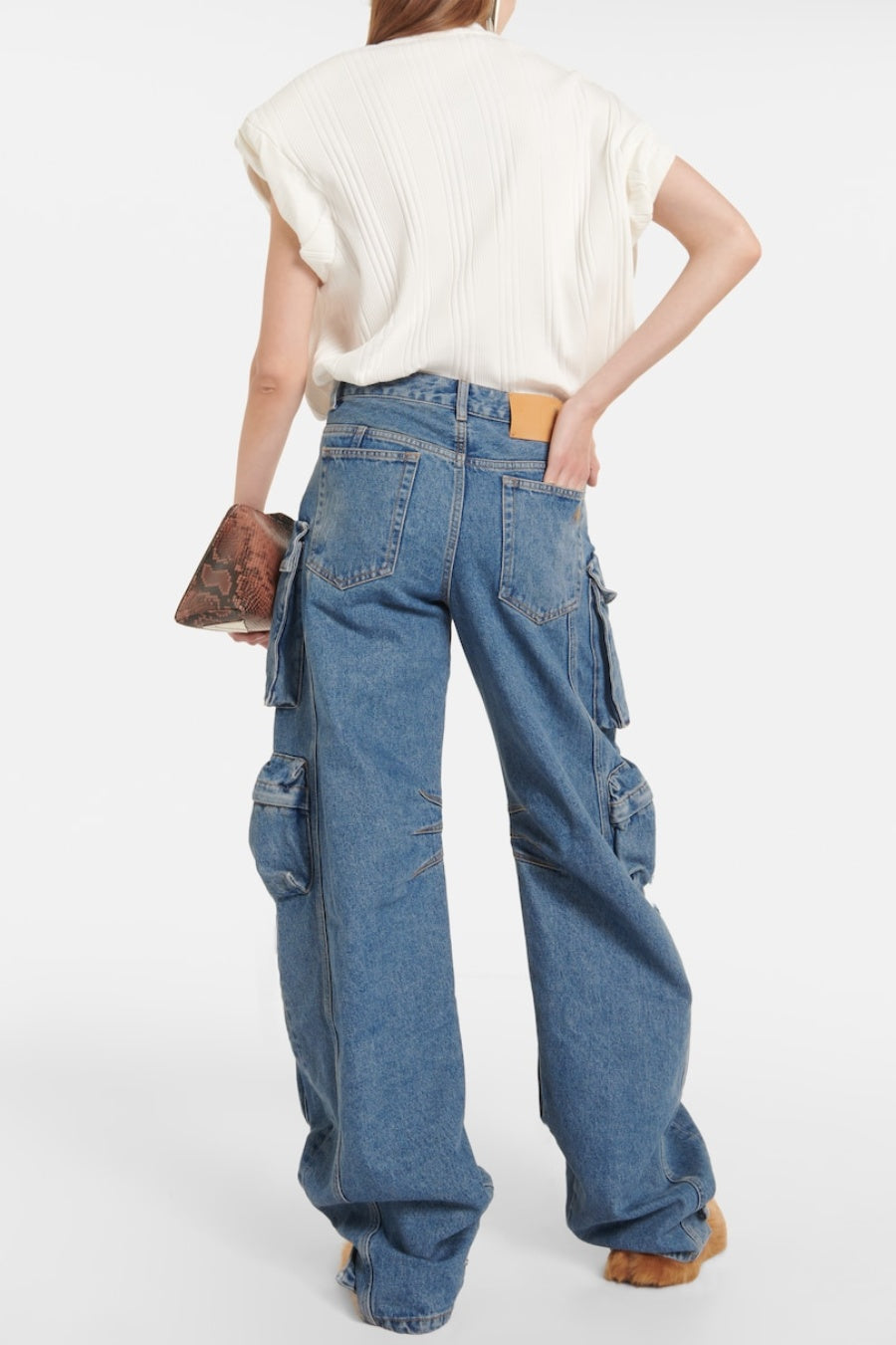 Kynlee Cargo Denim Jeans - Blue