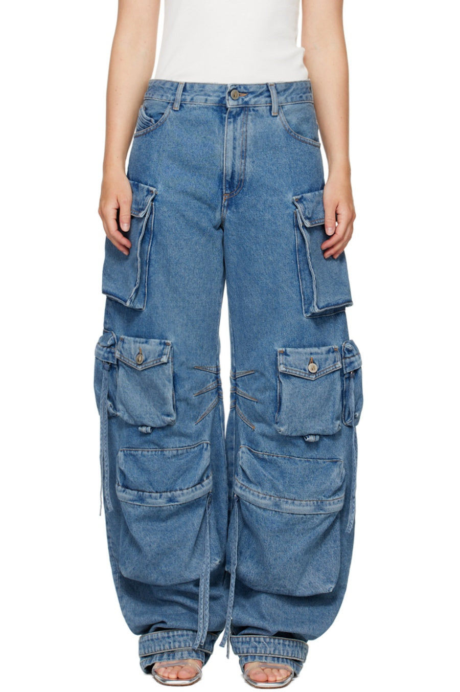 Kynlee Cargo Denim Jeans - Blue