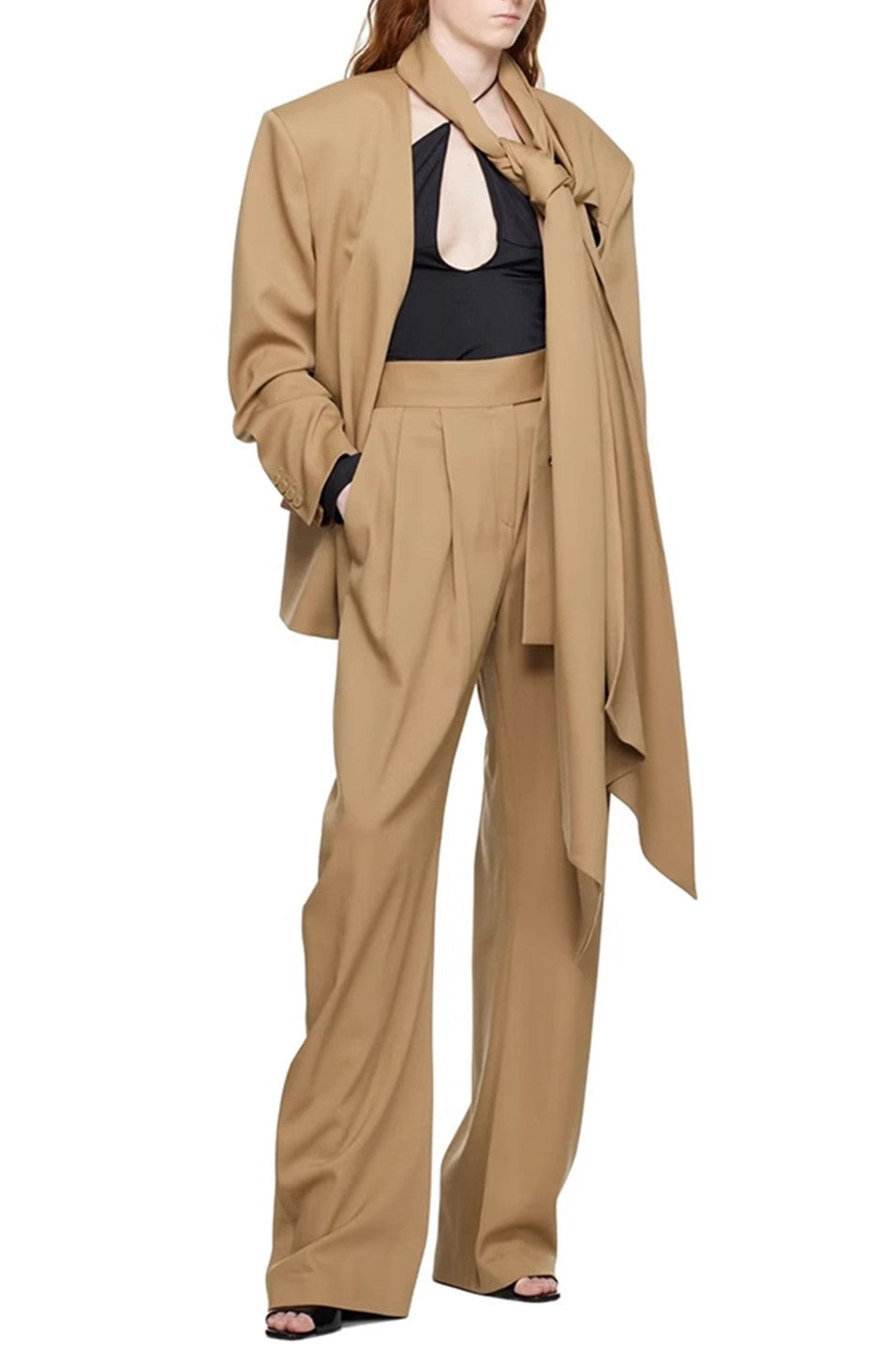 Lana Cutout  Asymmetric Blazer - Brown