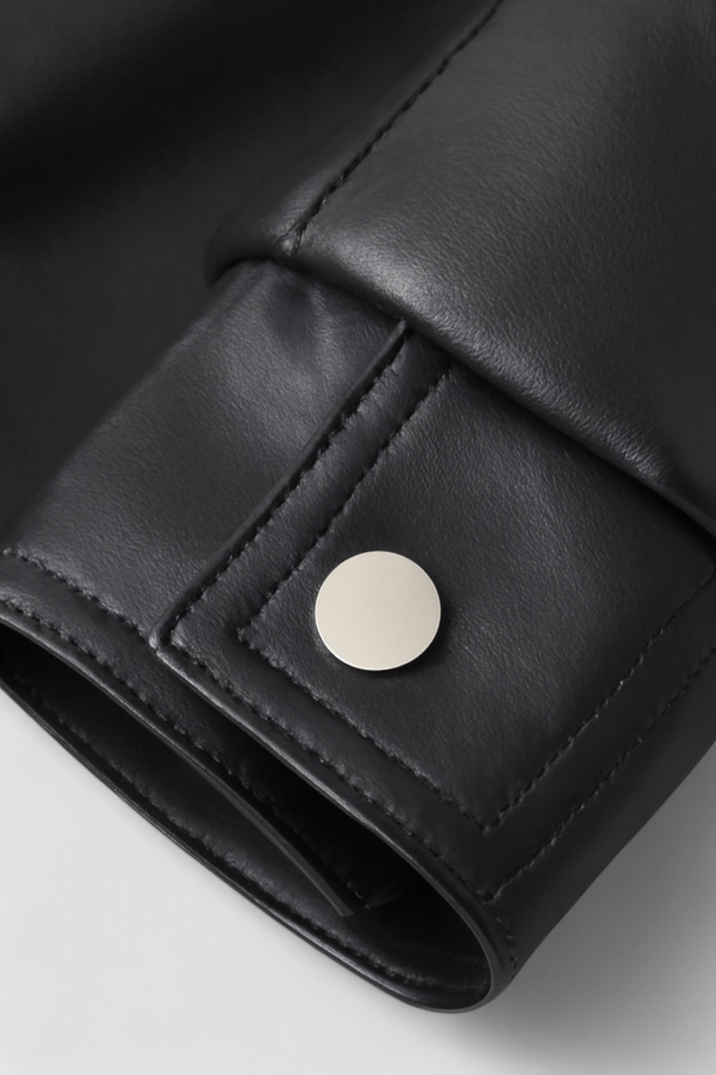 Relaxed Faux Leather Jacket | Zip Front And Elastic Hem