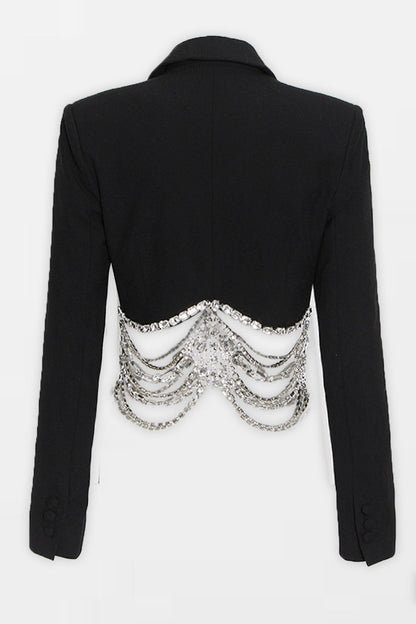 Laurel Rhinestone Cropped Blazer