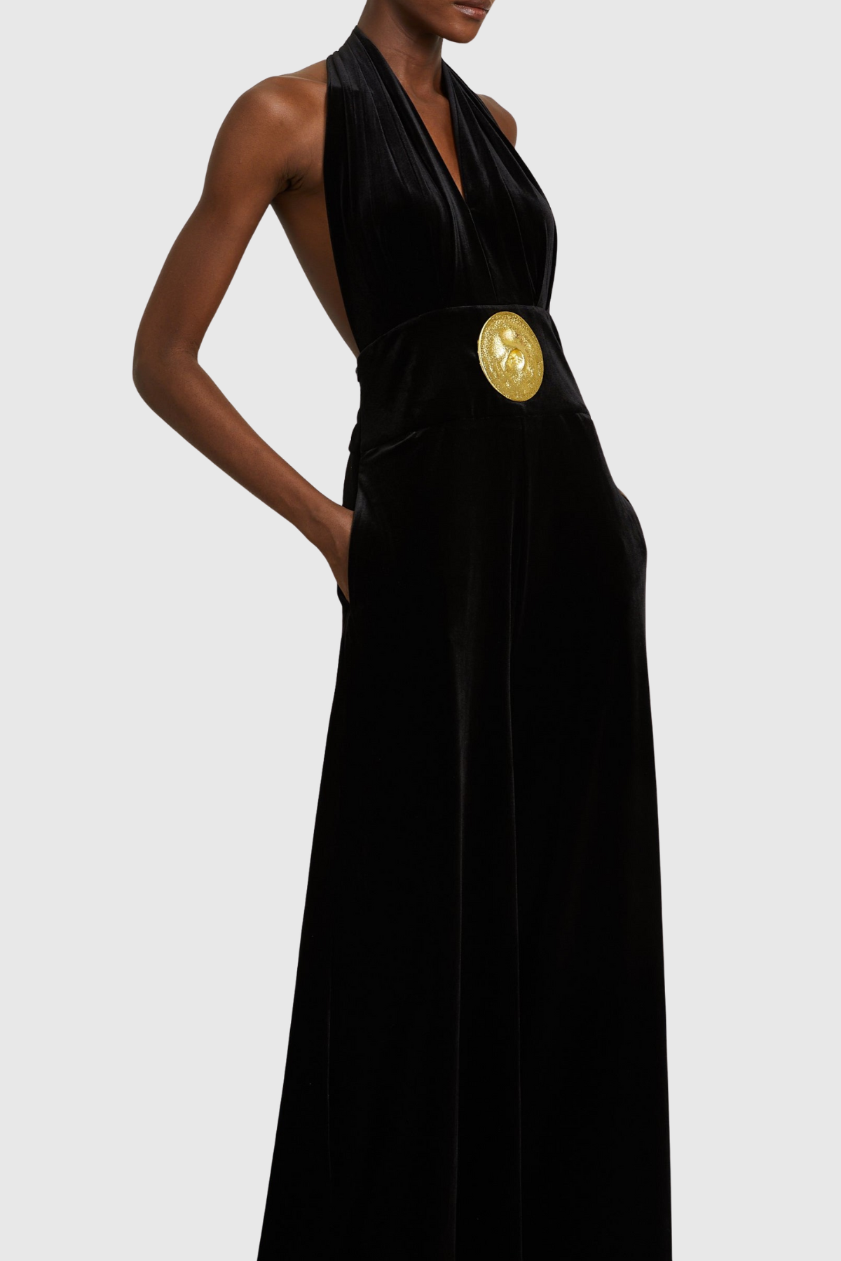 Leiba Halter Velvet Jumpsuit