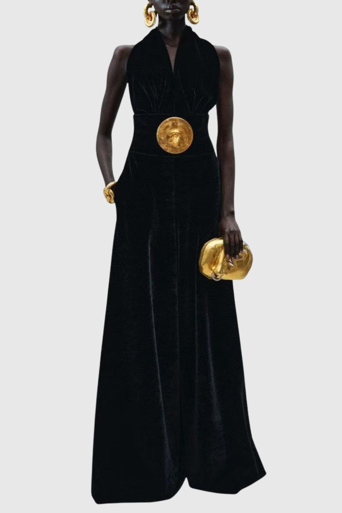 Leiba Halter Velvet Jumpsuit