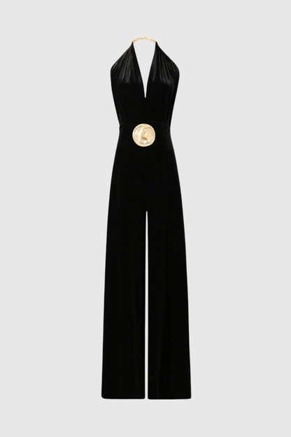 Leiba Halter Velvet Jumpsuit