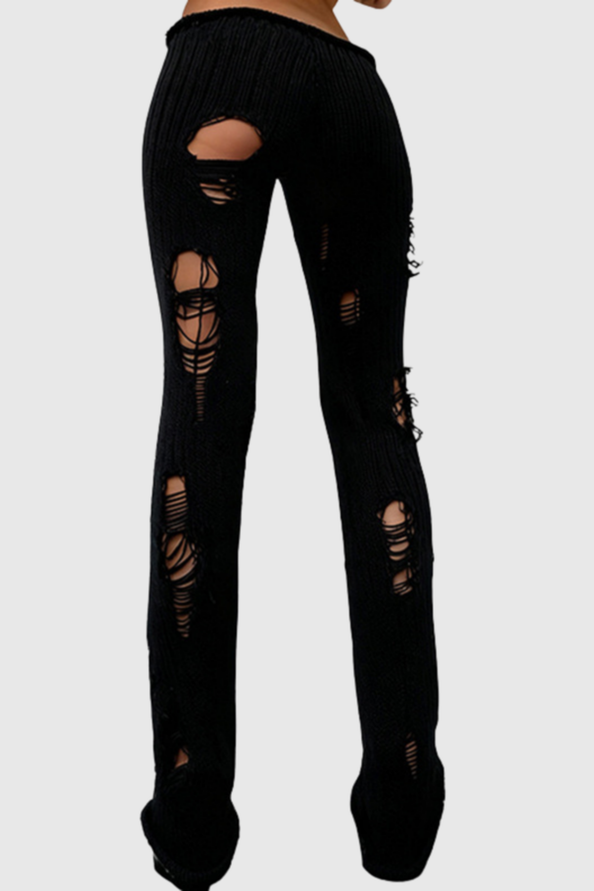 Leofric Ripped Knit Pants - Black