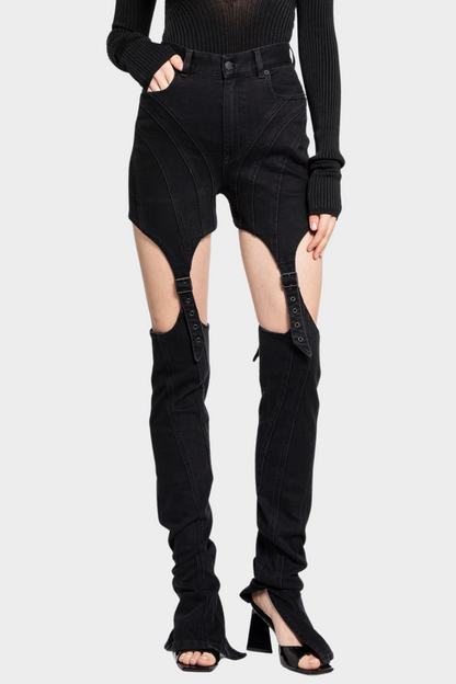 Linnea Cutout Buckled Jeans - Black