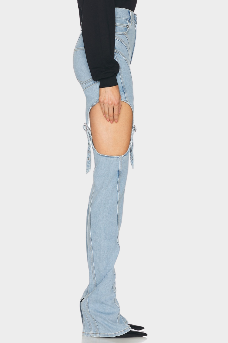 Linnea Cutout Buckled Jeans - Blue