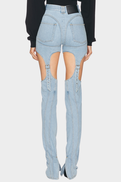Linnea Cutout Buckled Jeans - Blue