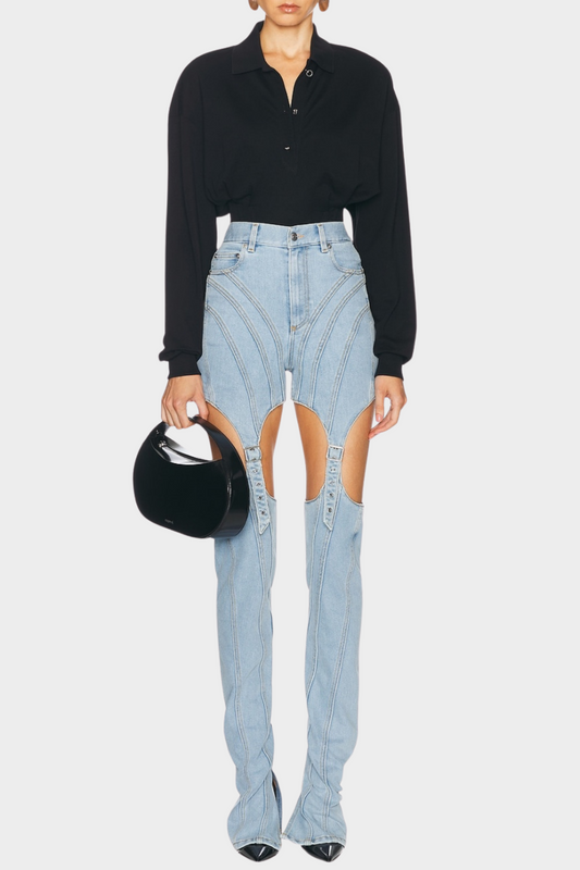 Linnea Cutout Buckled Jeans - Blue