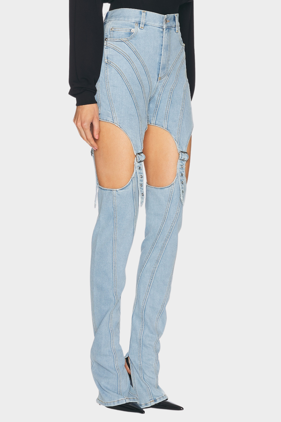 Linnea Cutout Buckled Jeans - Blue