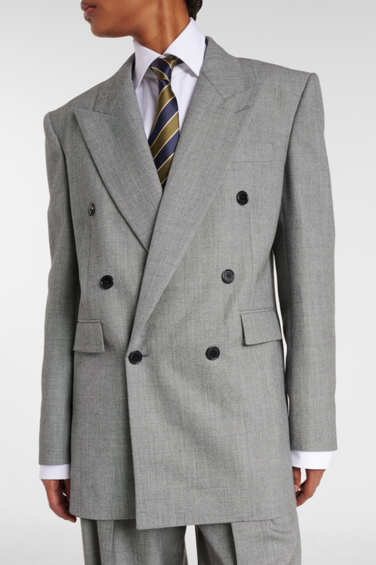 Lorra Double Breasted Wool Blazer - Grey