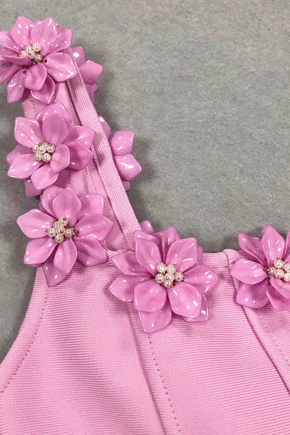 Lyra Floral Embellished Mini Bandage Dress - Pink