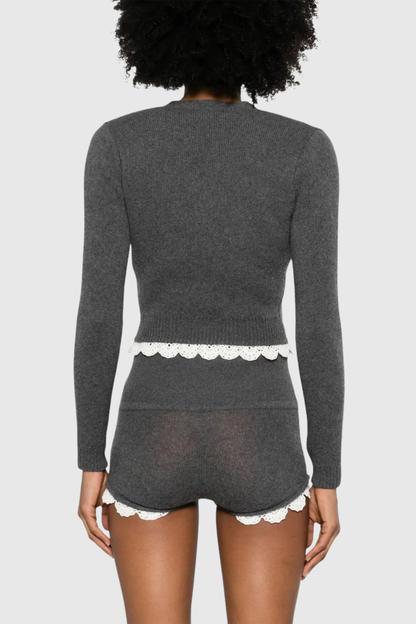 Magni Lace-trim Cardigan & Shorts Set