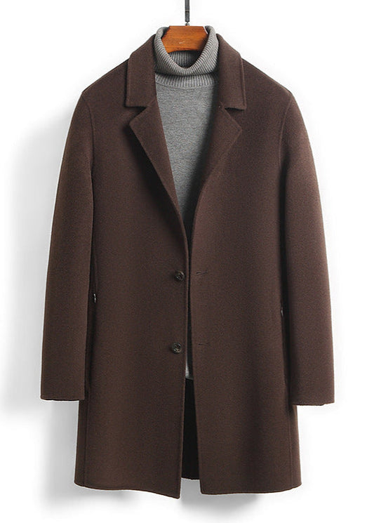 Wool Blend Overcoat | Medium Length with Notch Lapel