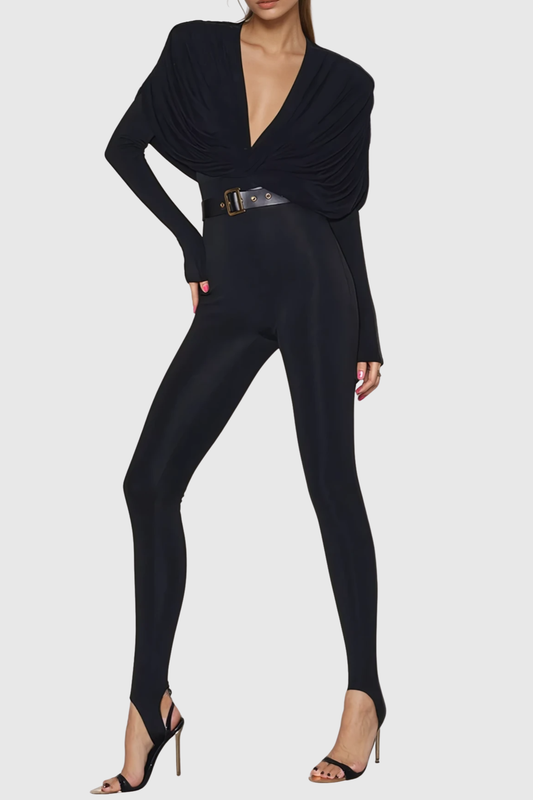 Malaci Plunge Draped Jumpsuit