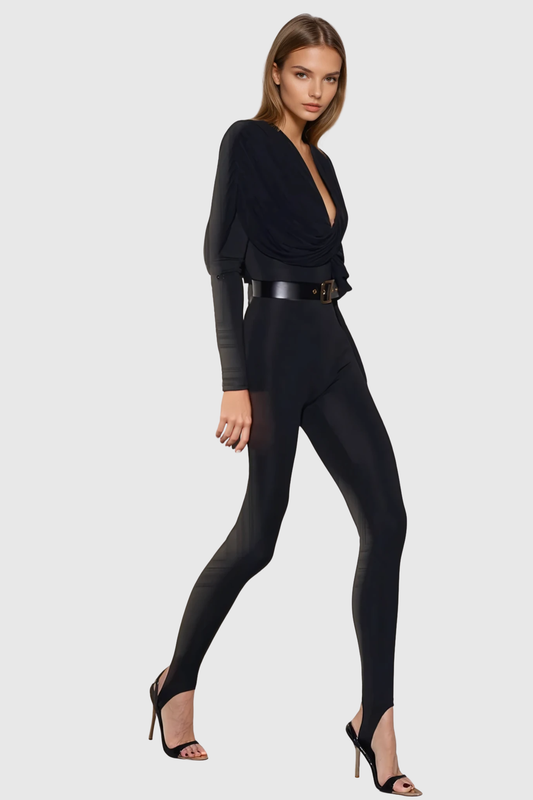 Malaci Plunge Draped Jumpsuit