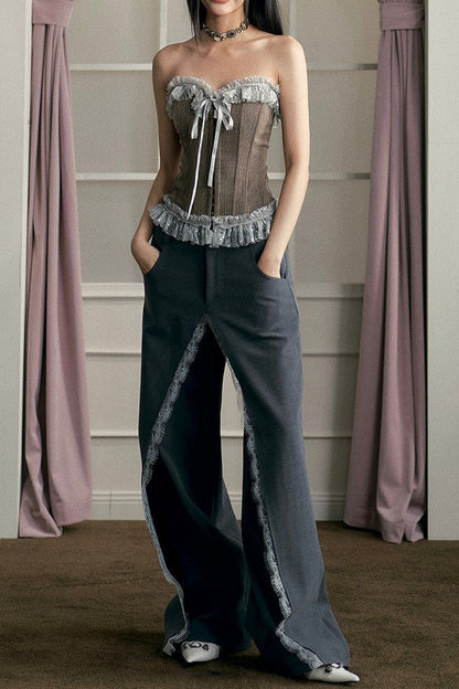 Maria Lace Patchwork Suit Pants