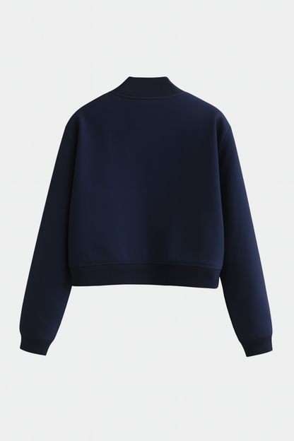 Maison Bomber Jacket | Ribbed O-Neck Button Front Relaxed Silhouette