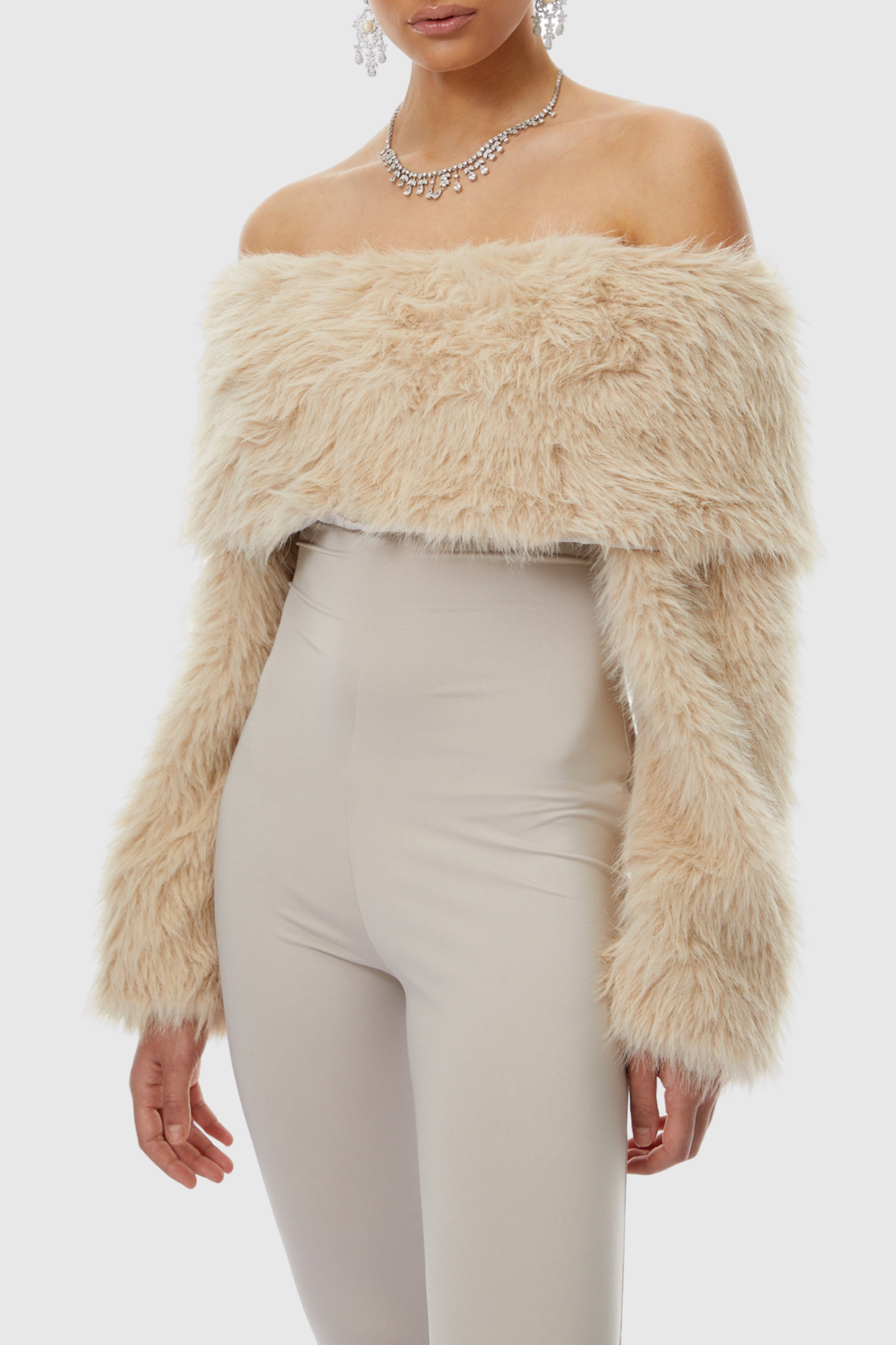 Marja Off Shoulder Faux Fur Jumpsuit