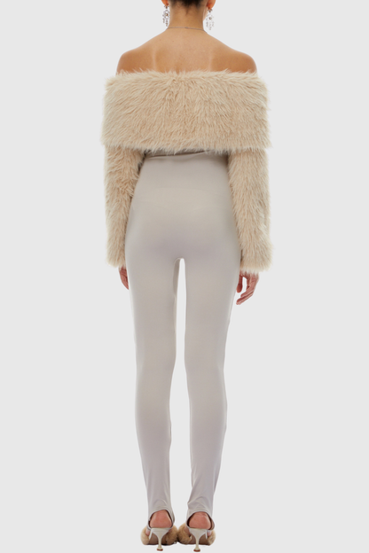 Marja Off Shoulder Faux Fur Jumpsuit