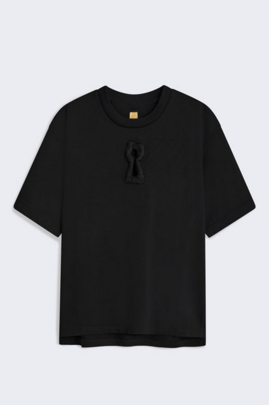 Marusa Keyhole Cutout T-shirt - Black