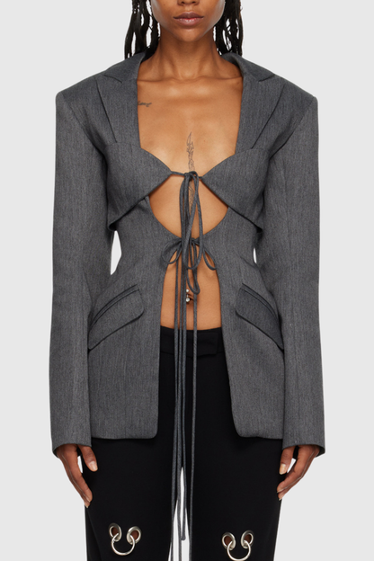Megan Lace Up Cutout Blazer