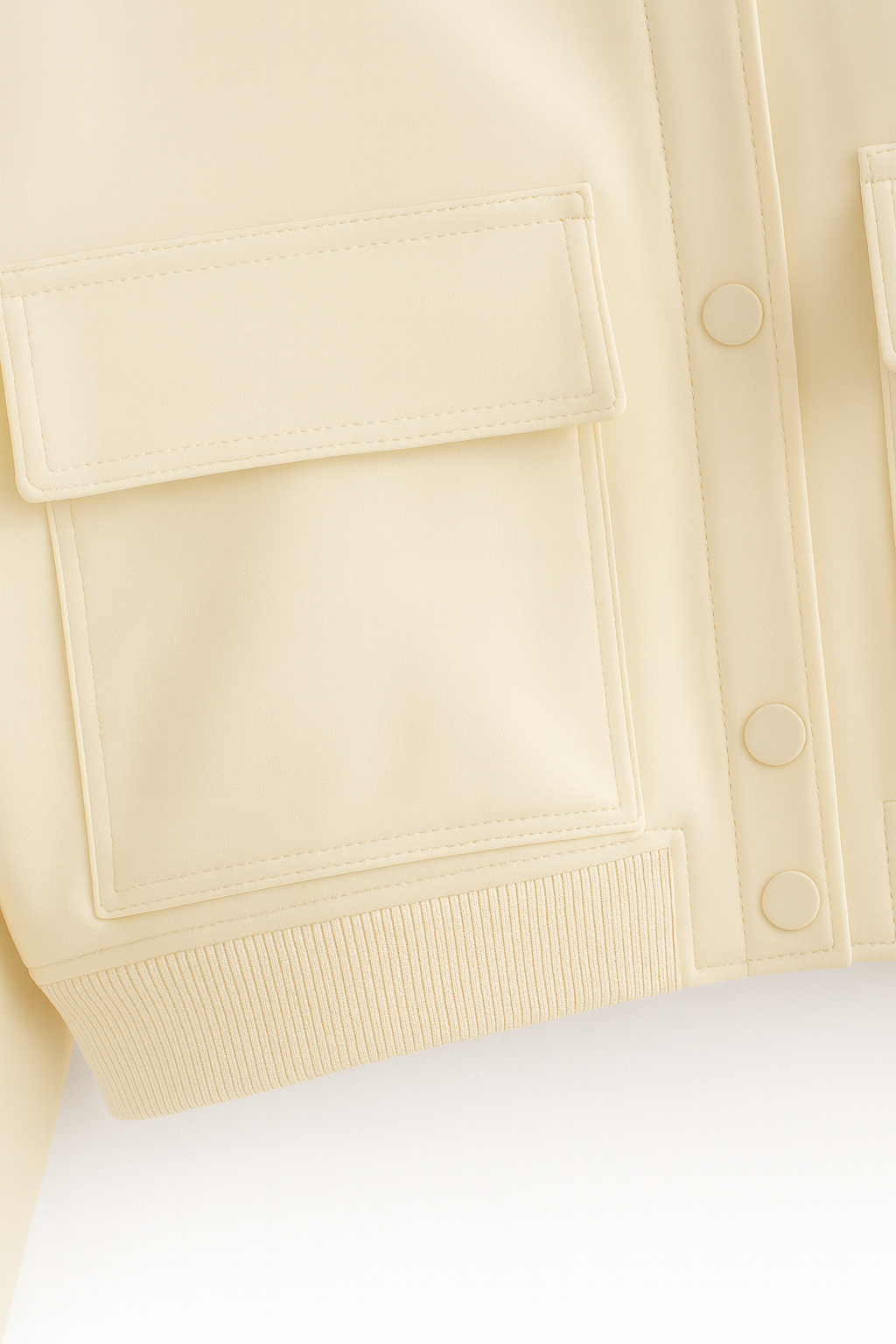 Maison Bomber Jacket | Ribbed O-Neck Button Front Relaxed Silhouette