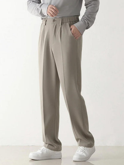 Maison Draped Wide Leg Trousers | Stretch Blend | Zipper Fly | Regular Rise