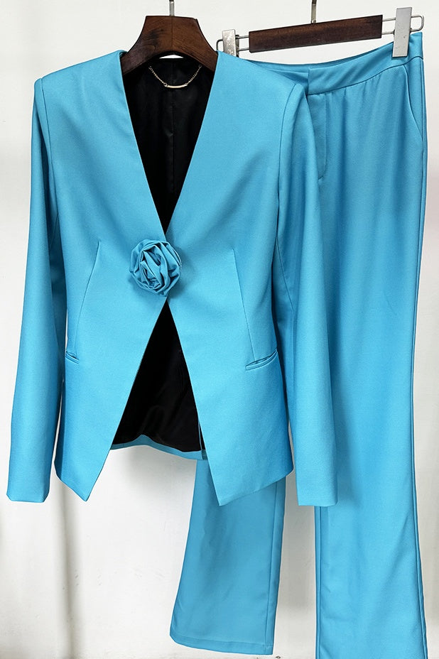 Minya Rose-embellished Collarless Blazer Set