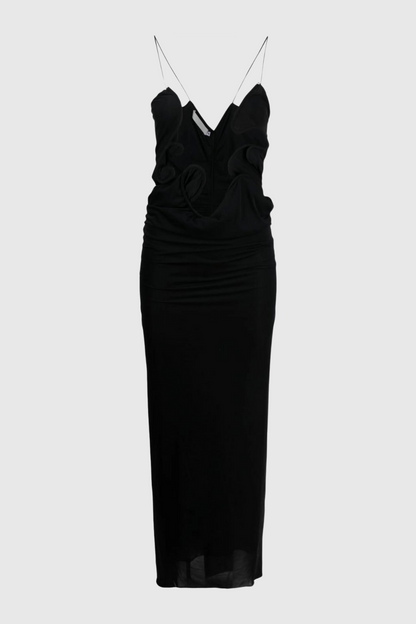 Mohamad Halter Neck Backless Cutout Maxi Dress