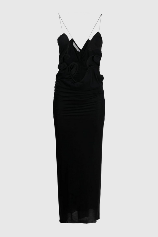 Mohamad Halter Neck Backless Cutout Maxi Dress