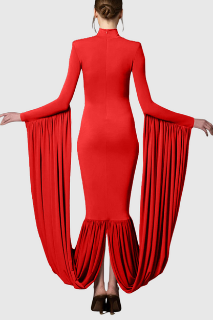Mokga Draped Long Sleeve Midi Dress
