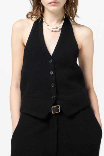 Morris Wool Halter Vest - Black