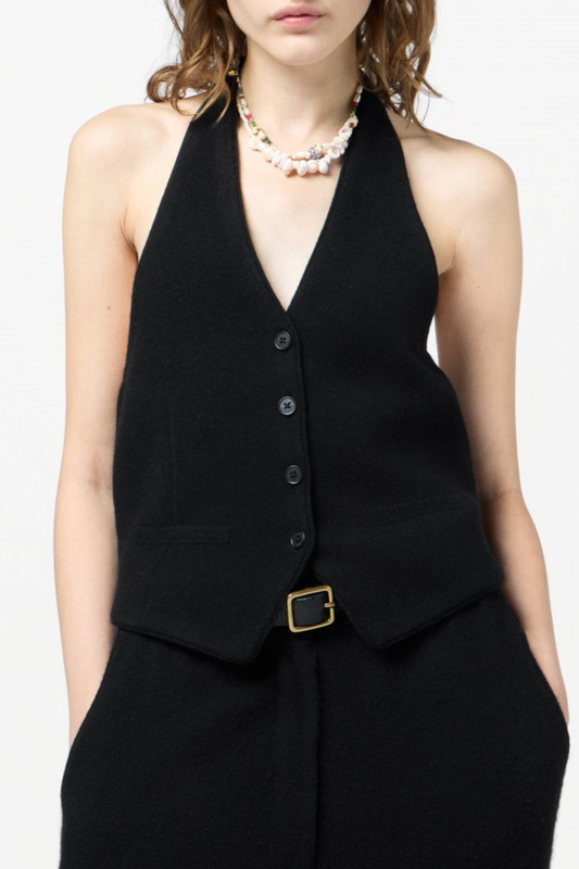 Morris Wool Halter Vest - Black