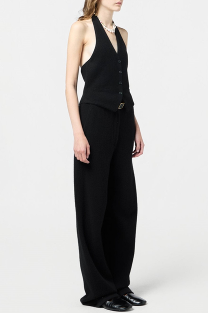 Morris Wool Halter Vest - Black