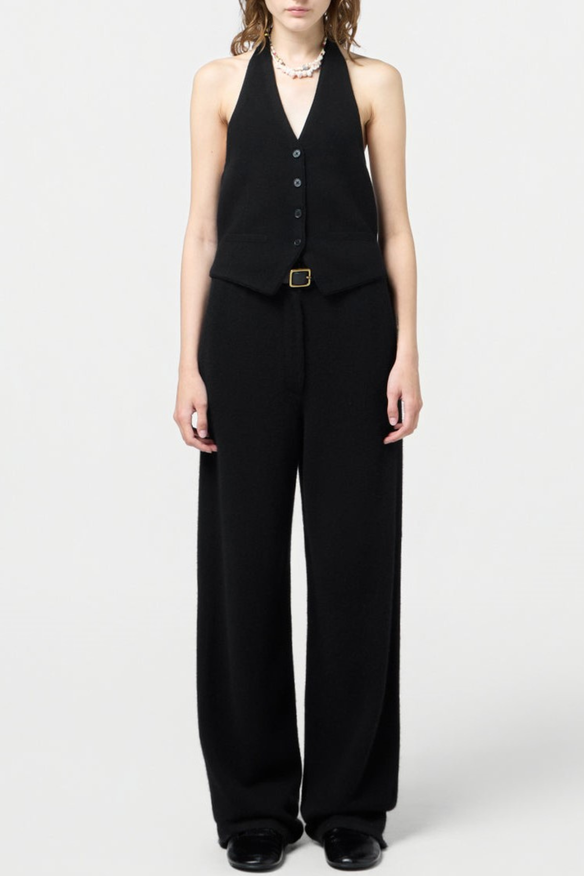 Morris Wool Halter Vest - Black