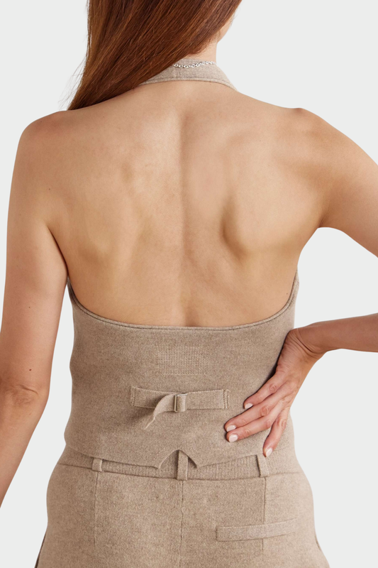 Morris Wool Halter Vest - Khaki
