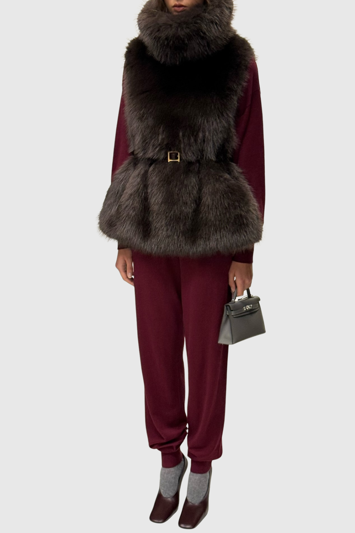 Muago Turtleneck Faux Fur Vest