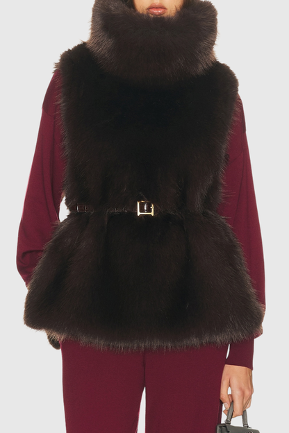 Muago Turtleneck Faux Fur Vest