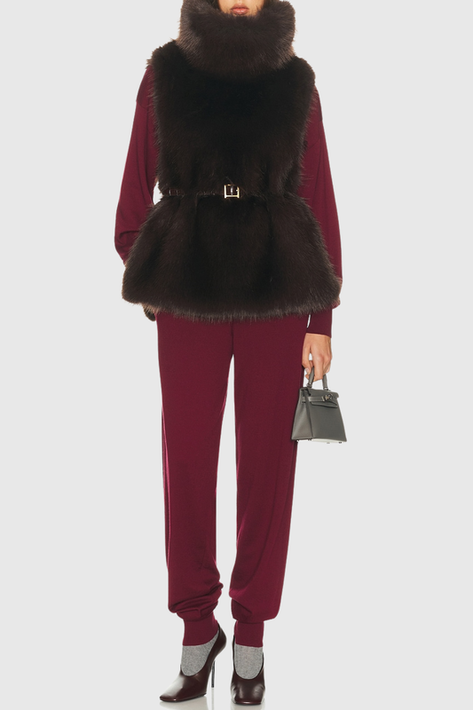 Muago Turtleneck Faux Fur Vest