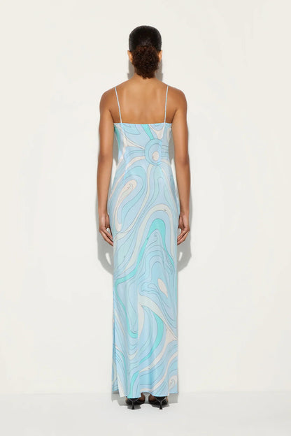 Marmo Printed Satin Maxi Dress