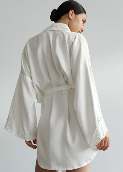 Selene - Satin Lace Trim Robe
