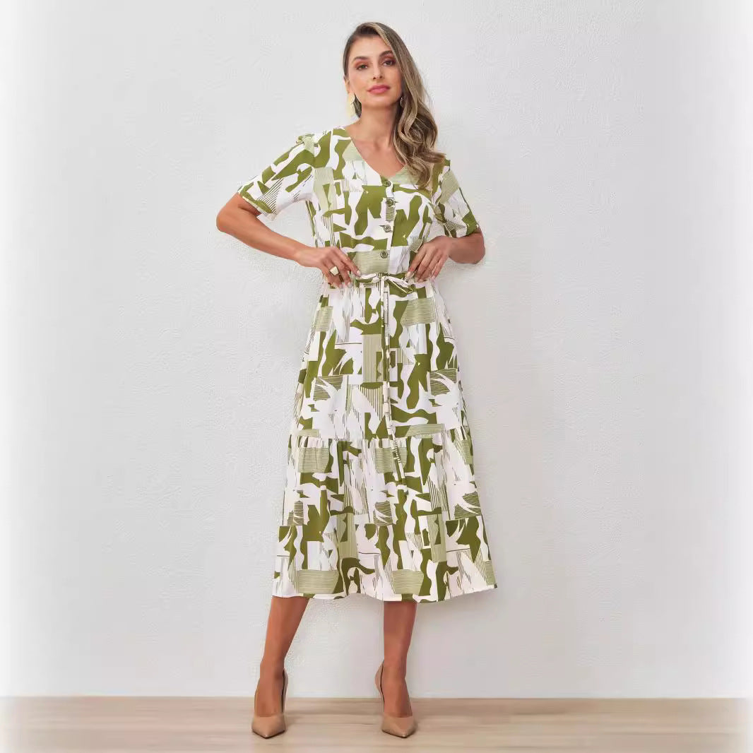 Cardigan Design Elastic Waisted Lace Side Slit Midi Dress