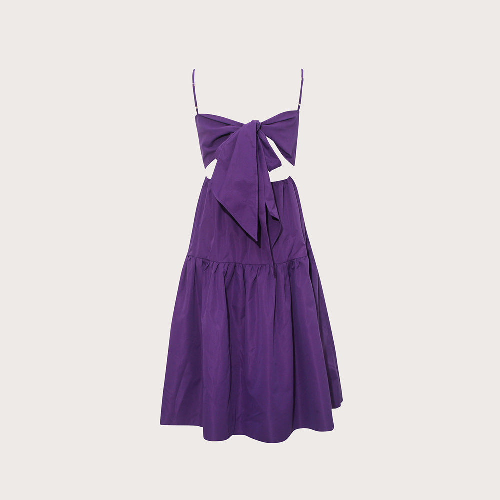 Bohemian Dress Bow Suspenders Maxi Dress Expansion for Vacation Dress