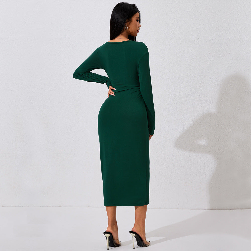 High Cold Elegant Dress  High Sense Anti Aging Lace up Midi Dress