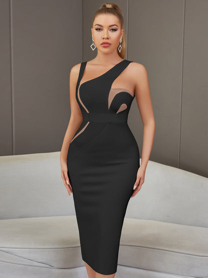 Vest Sleeveless Backless White Mid Length Tight Bandage One Piece Elegant Lady Of Note Evening Dress