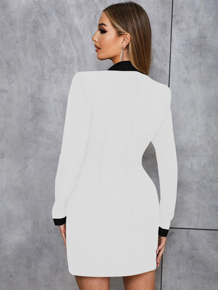 Elegant V-Neck Blazer Dress